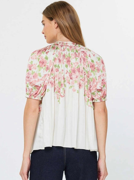 Split Neck Rose Blouse by Current Air