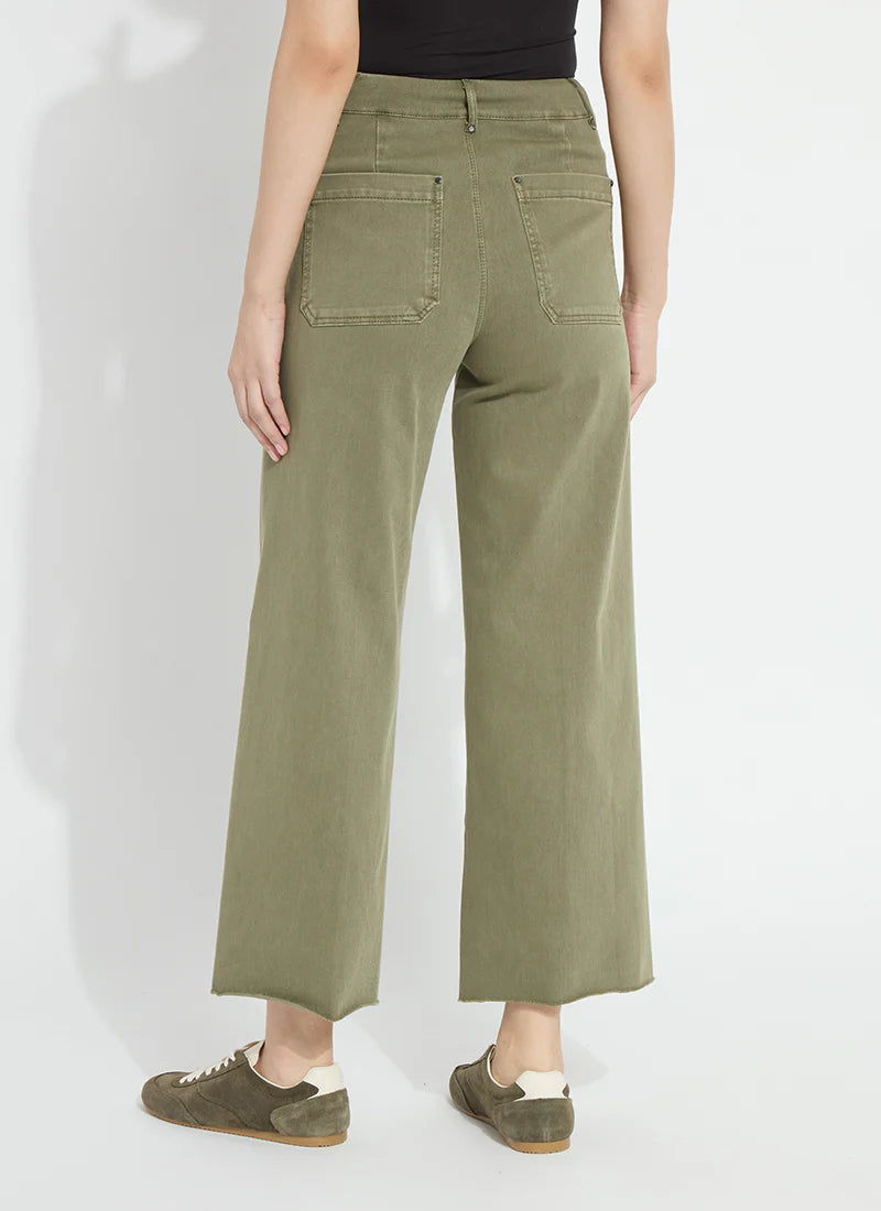 Erin Hi Waist Wide Leg Denim in Smoked Green