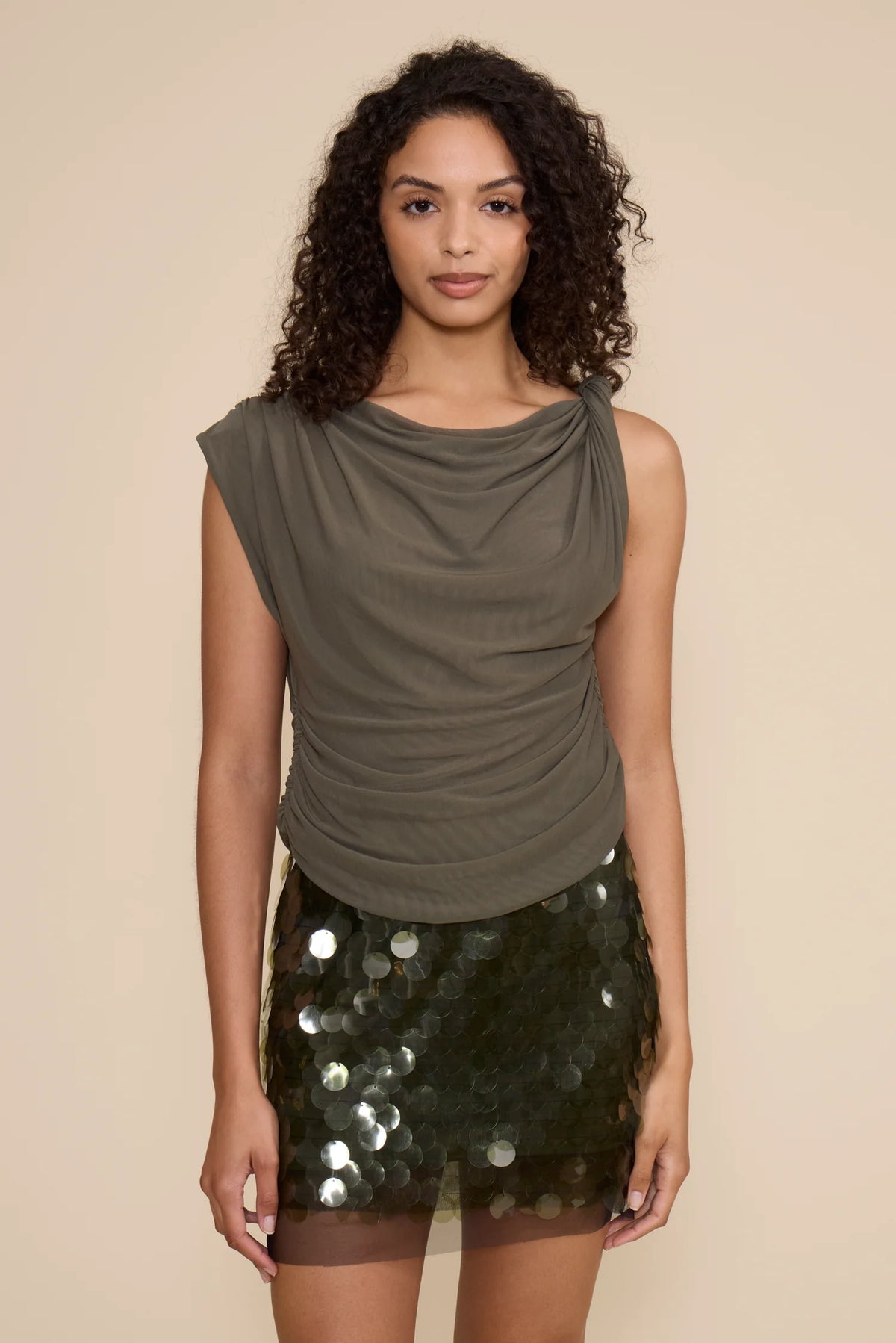 Alula Sequined Mini Skirt - Olive