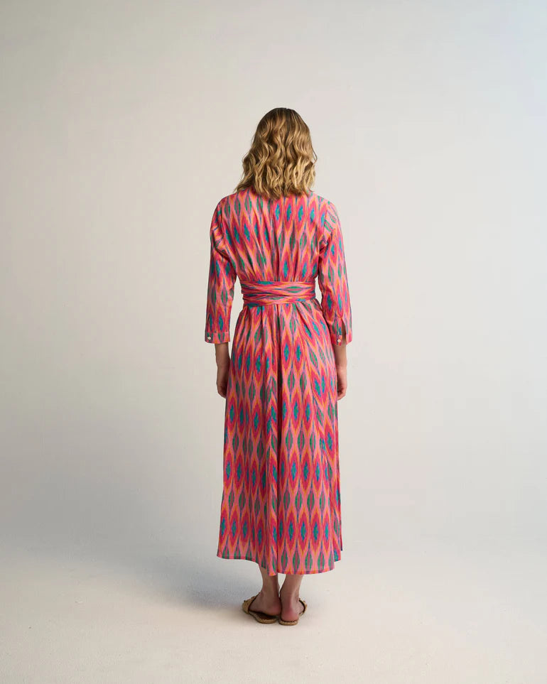 Luciana Ikat Multi Dress - Fuchsia