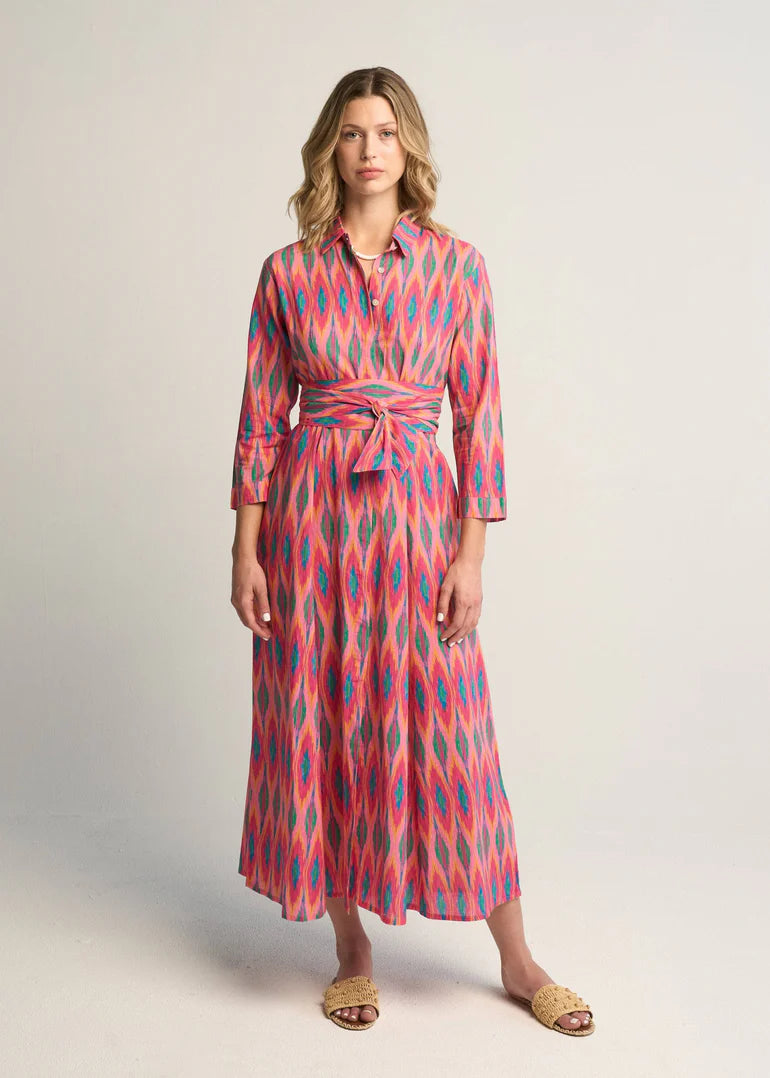 Luciana Ikat Multi Dress - Fuchsia