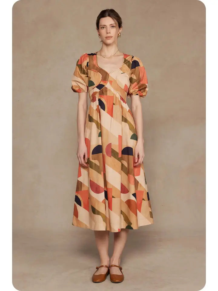 Geo Print Midi Dress
