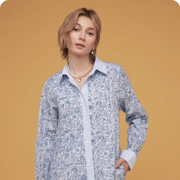 Floral Print Shirt Mini Dress