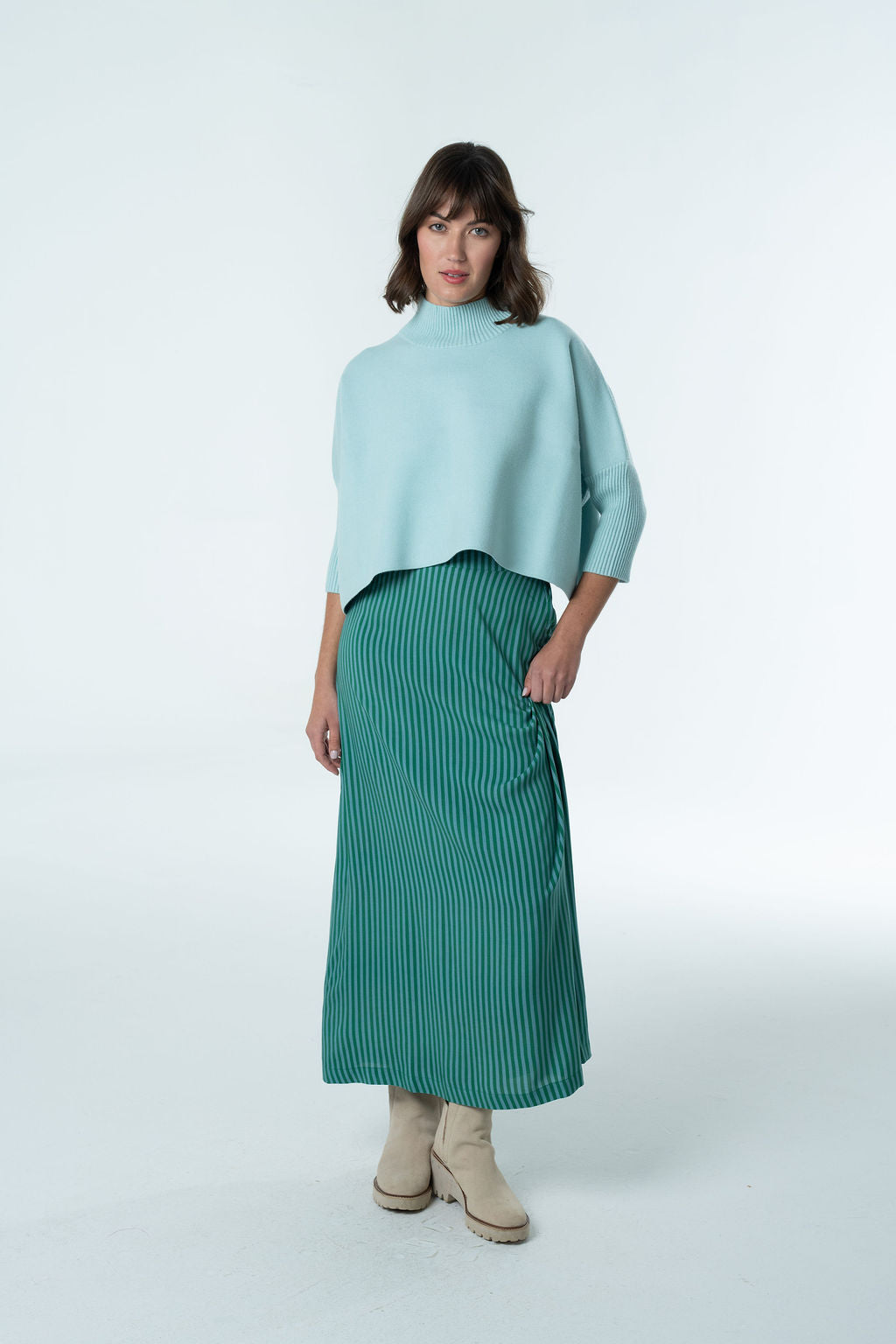 Briton Court Tiffany Striped Skirt in Emerald Stripe, product view 3.