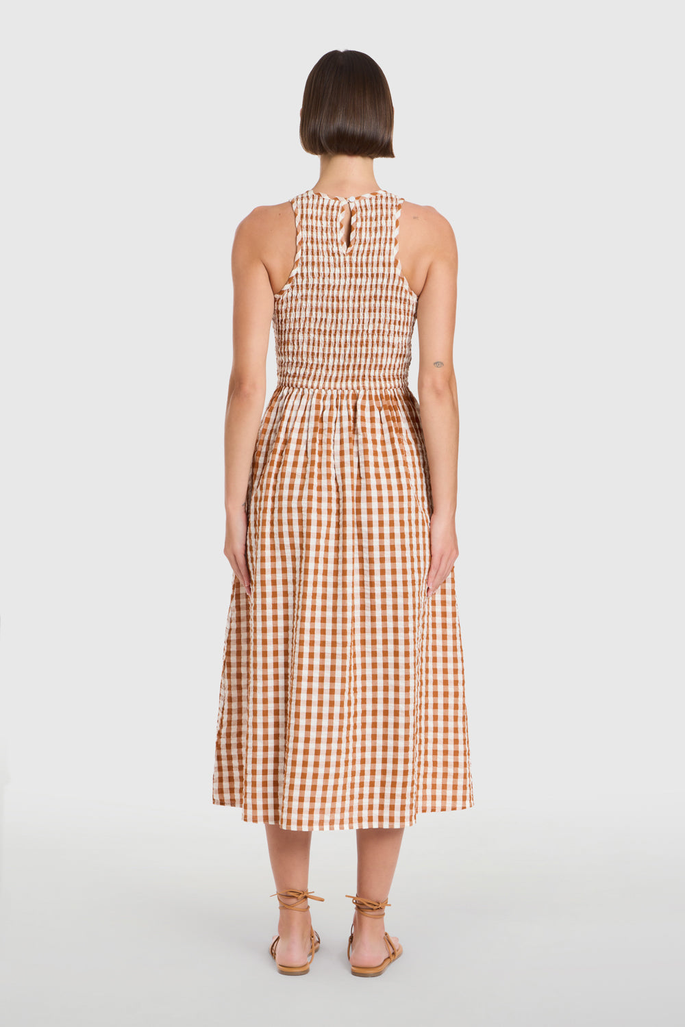 Livro Stroll Dress in Field Check, back view.