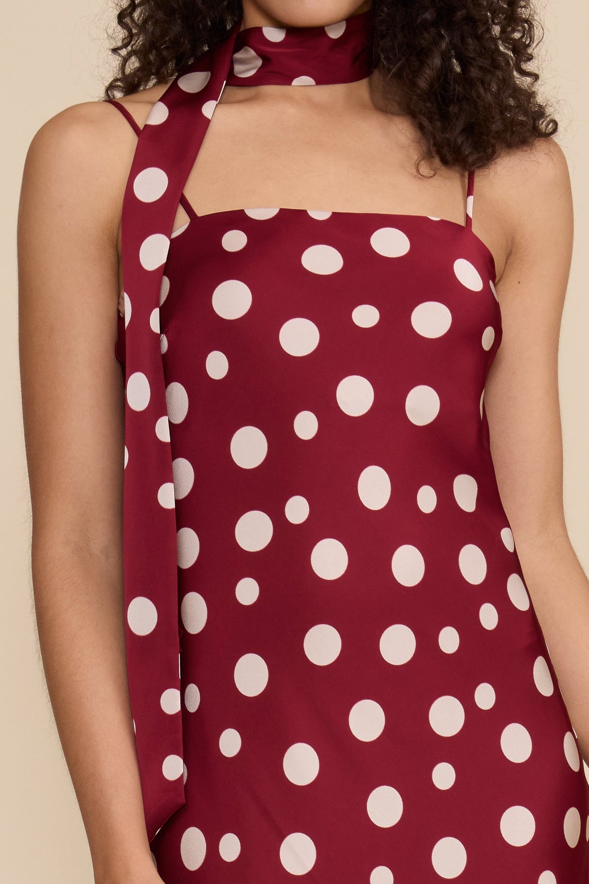 Lucy Paris DR5656 Red Cream polka-dot Dolly dress bodice detail