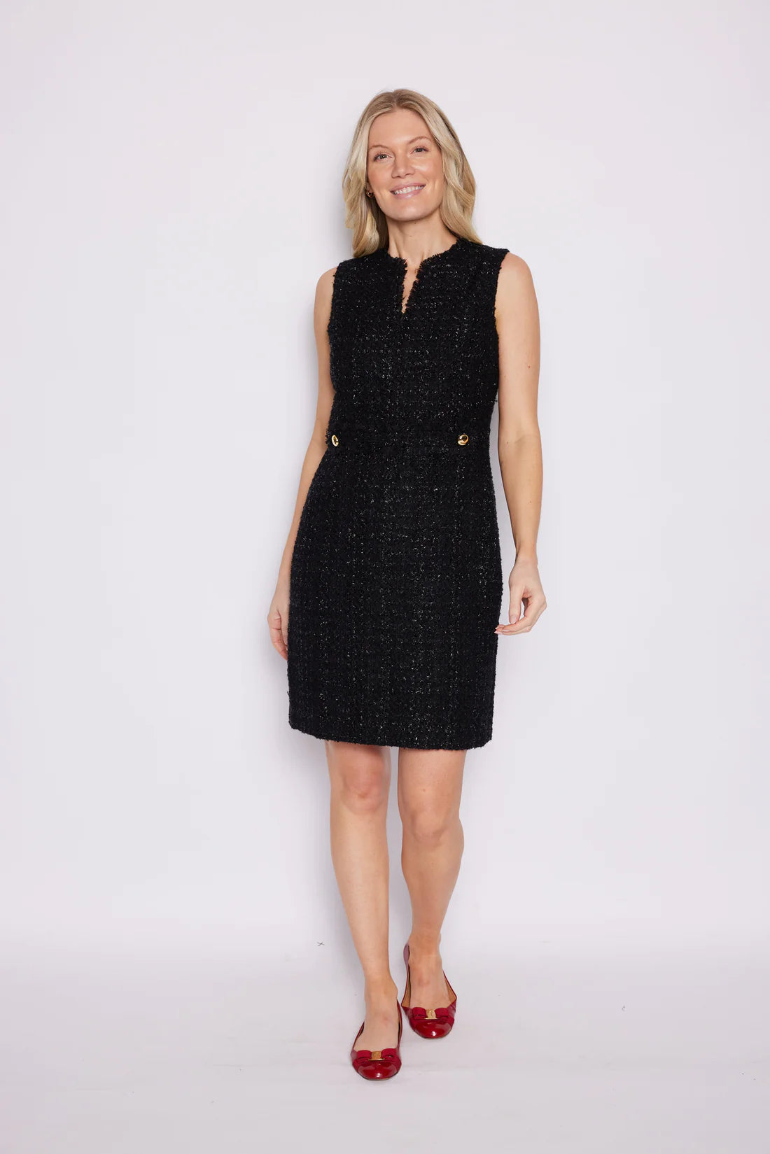 Sail to Sable Black Sparkle Tweed Shift Dress