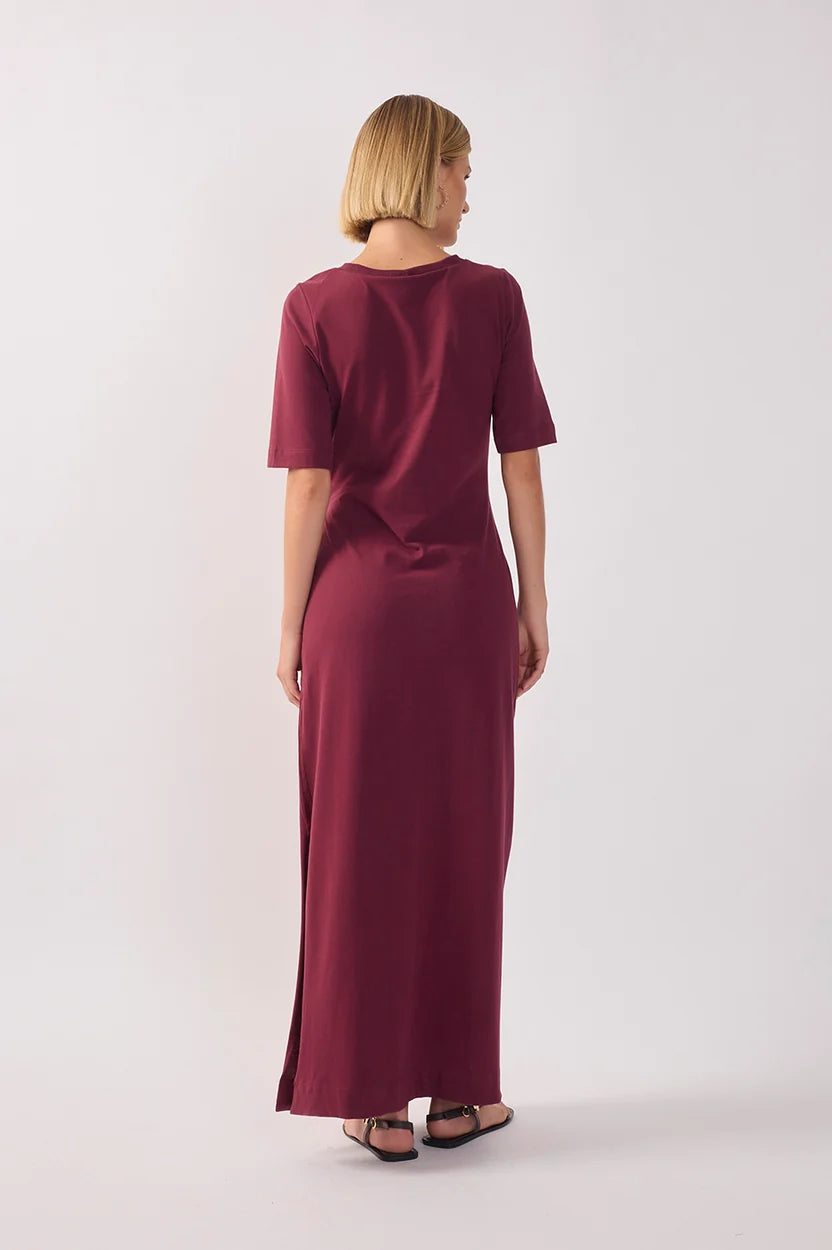 Crew Neck Side Tie Maxi Dress