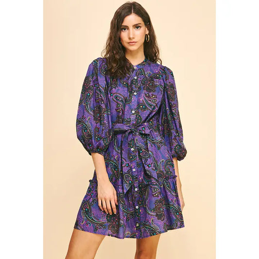 Paisley Tiered Mini Dress