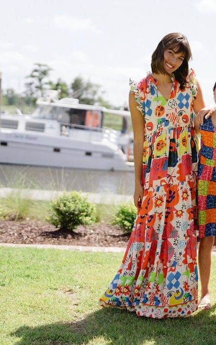 Josie Maxi Dress - White Abstract