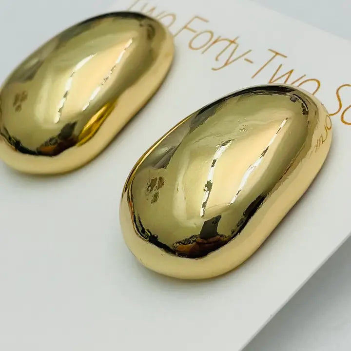 Two Forty-Two South Gold Mega Stone Earrings