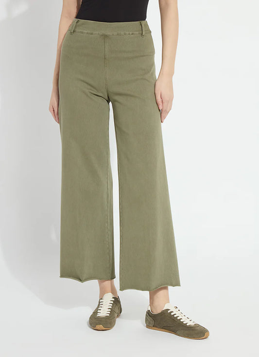 Erin Hi Waist Wide Leg Denim in Smoked Green