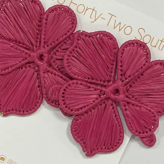Two Forty-Two South Fuschia Figi Flower Earrings