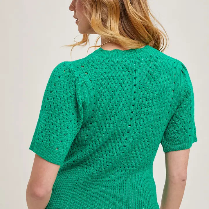 Short Sleeve Cardigan - Kelly Green