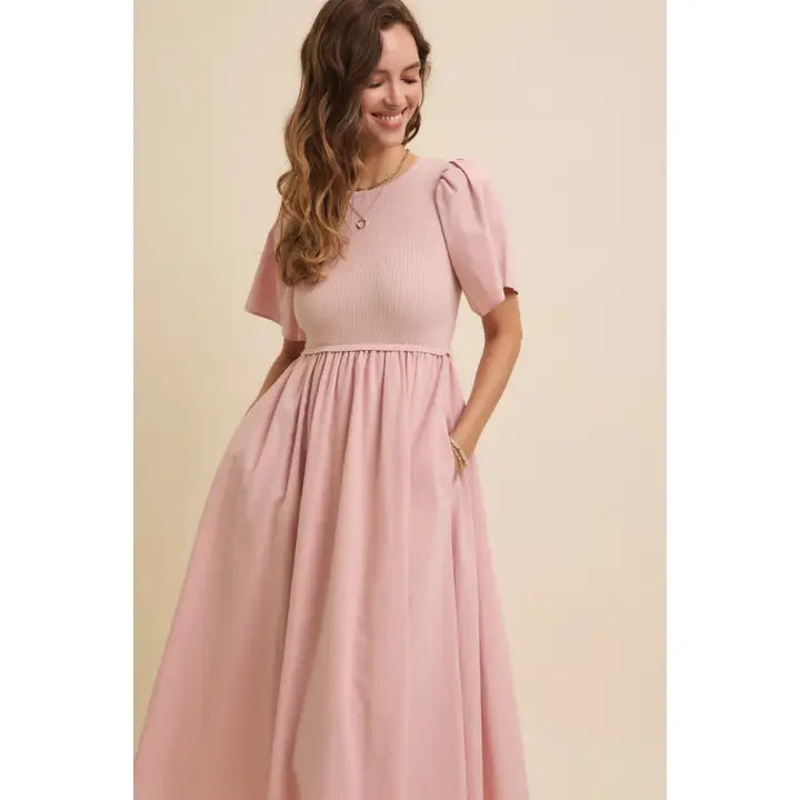 Sweater Top Midi Dress - Pink