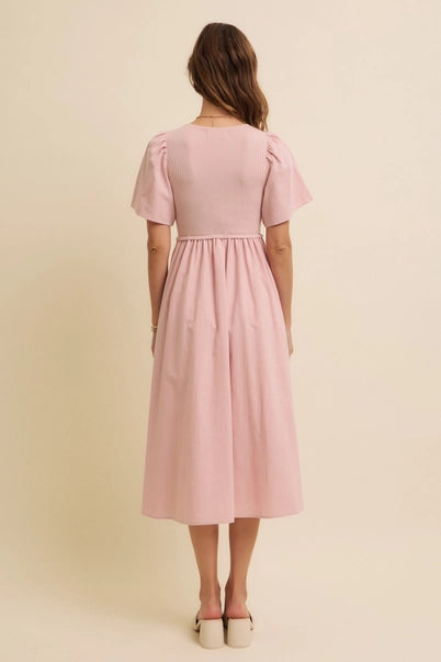 Sweater Top Midi Dress - Pink