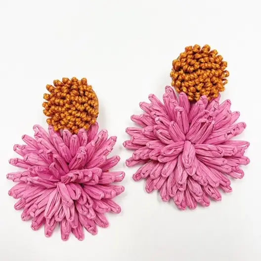 Two Forty-Two South Pink Double Floral Earrings