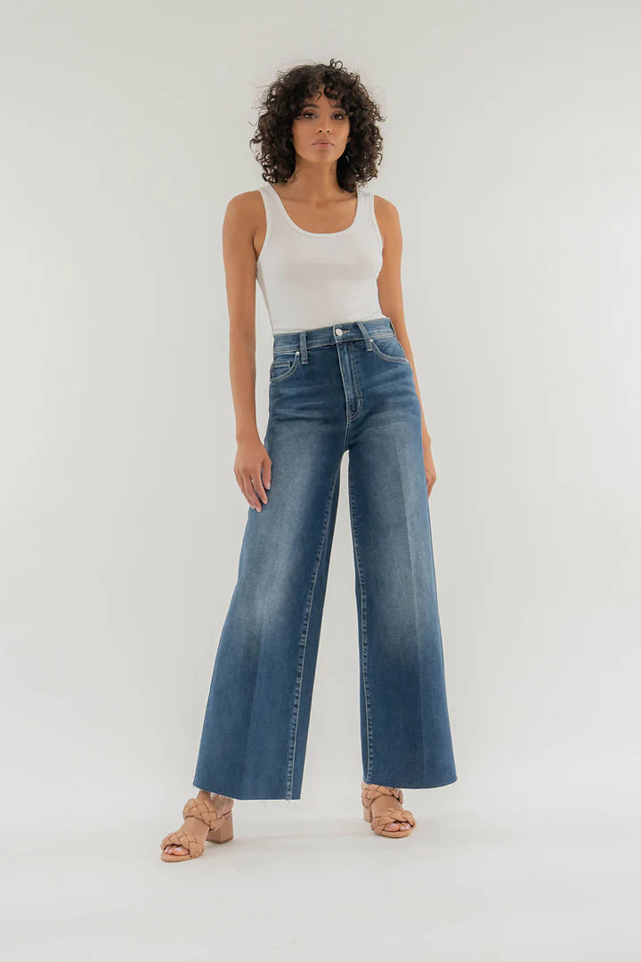 Hudson Wide Leg Denim in Cotton Blue