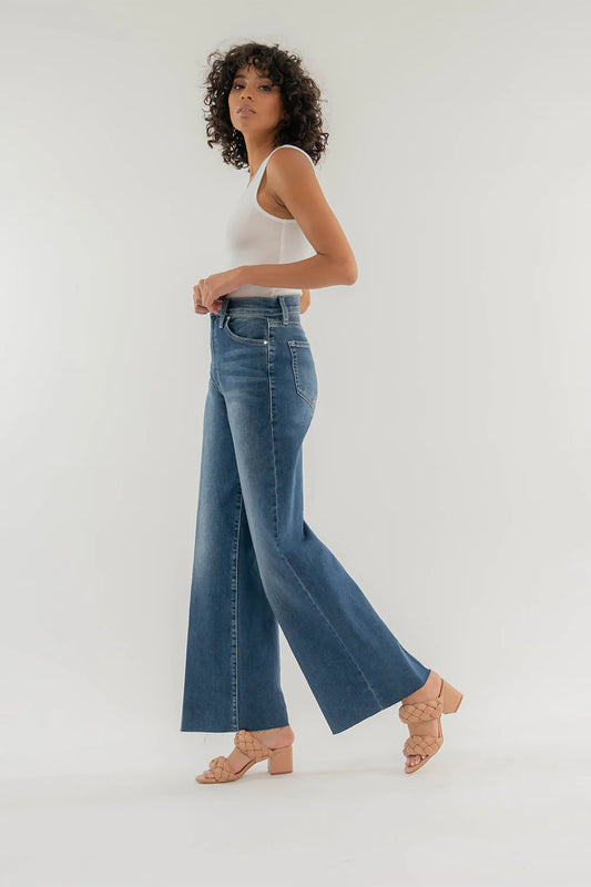 Hudson Wide Leg Denim in Cotton Blue