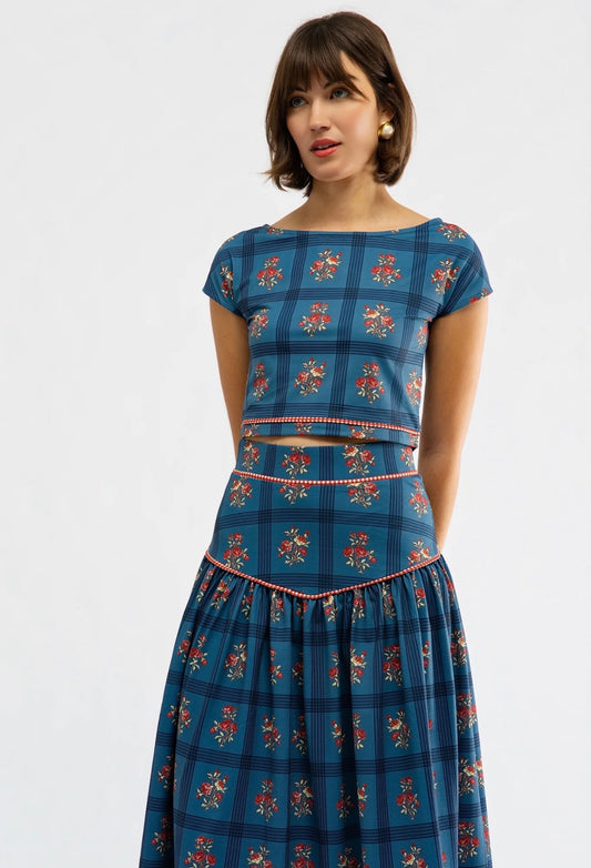 Mina Top - Camellia Plaid