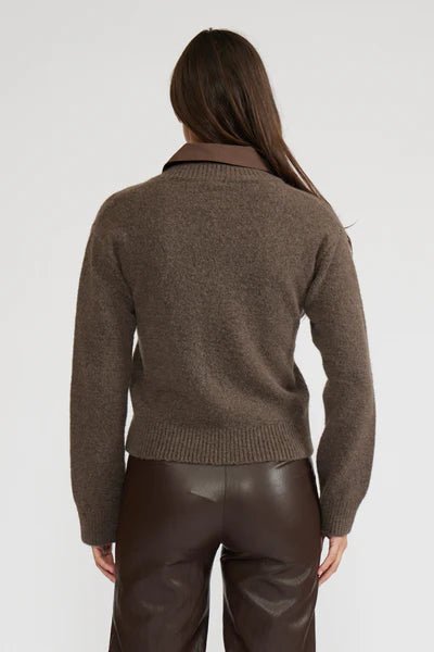 Oren Mixed Media Top - Espresso