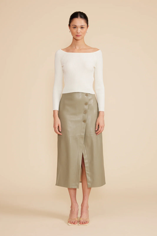 Lucy Paris Button Detail Skirt - Sage