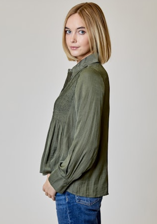 Olive Pleat Shirt