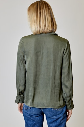 Olive Pleat Shirt