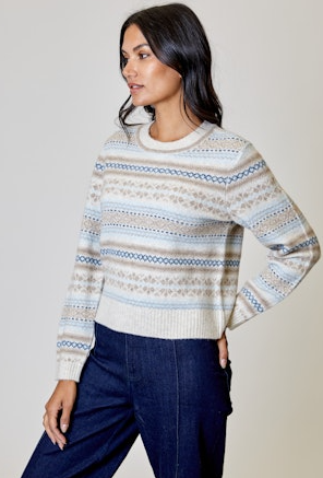 Vintage Sweater - Beige & Teal