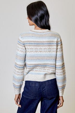Vintage Sweater - Beige & Teal
