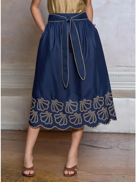 Embroidered A-Line Skirt