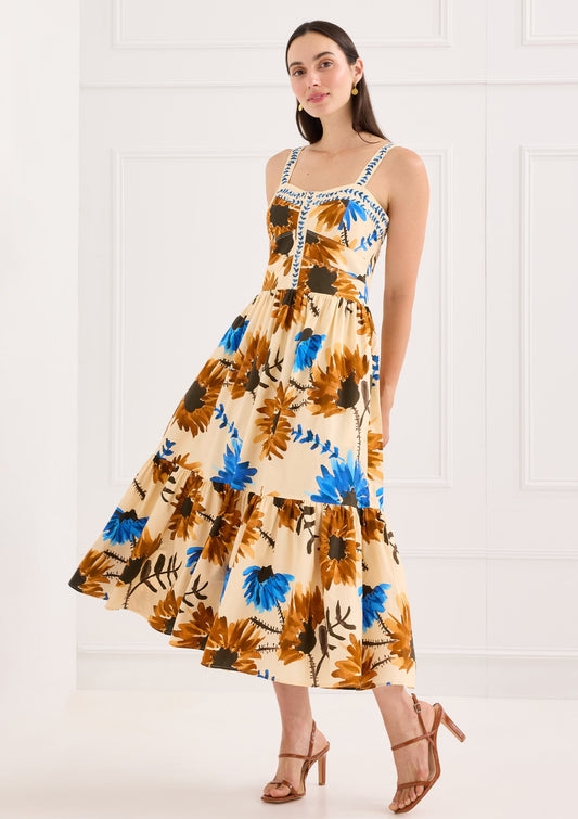 Alivia Gianna Dress in Sunflower Haze, front three-quarter view