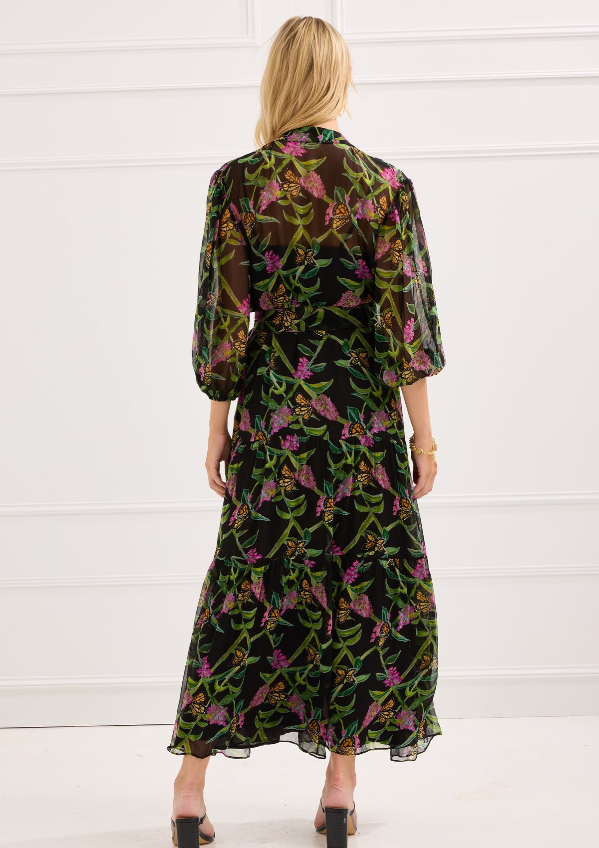 Alivia The Tessa Dress in Butterfly Garden, back view