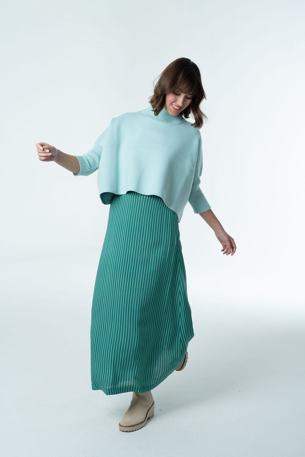 Briton Court Tiffany Striped Skirt in Emerald Stripe, product view 2.