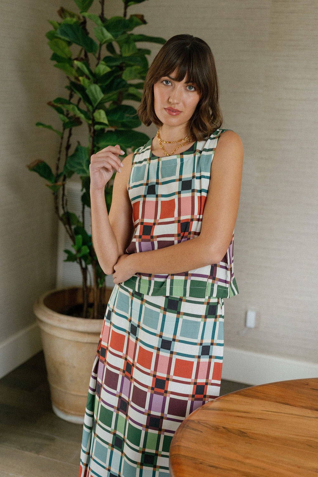 Briton Court Stacey Top in Candy Box Check, product view 1.
