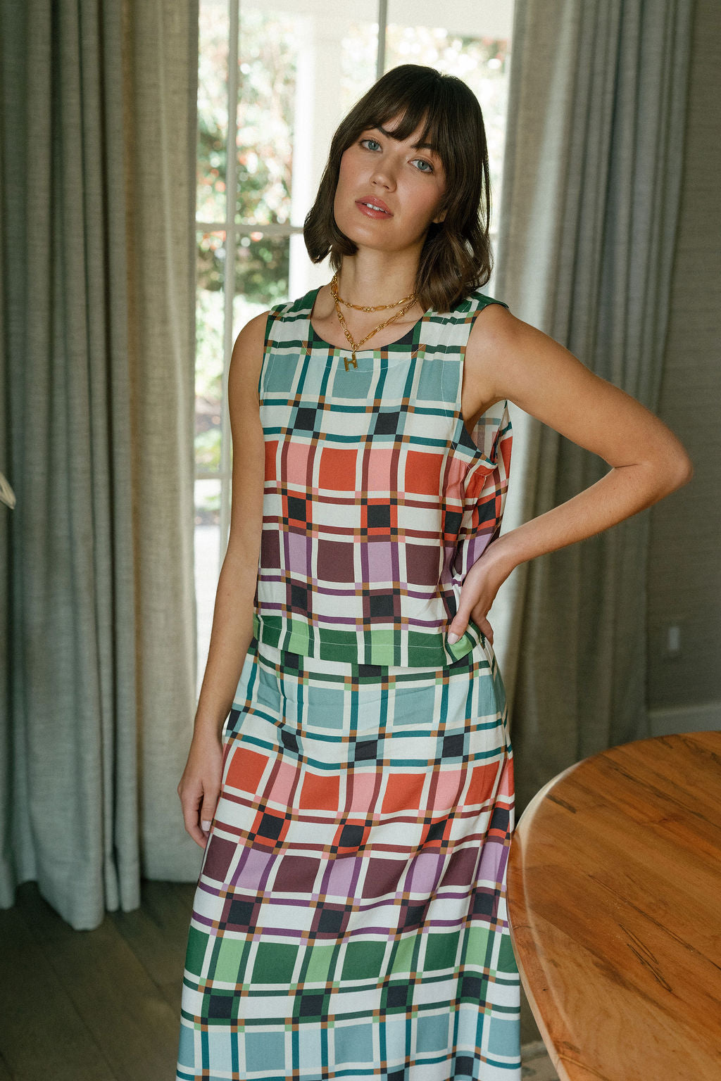 Briton Court Stacey Top in Candy Box Check, product view 4.