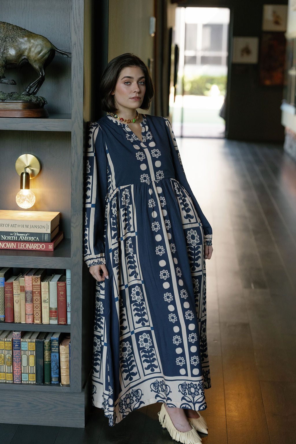 Briton Court Jenny Long Sleeve Maxi Dress in Blue, product view 1.
