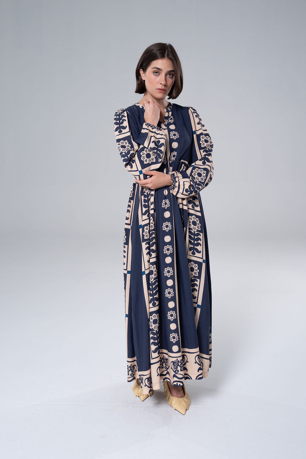 Briton Court Jenny Long Sleeve Maxi Dress in Blue, product view 2.