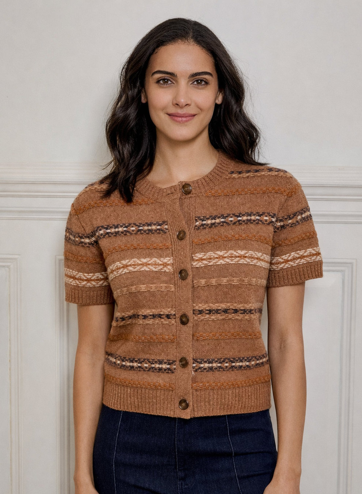 DH New York Patti Top in Tawny Combo, front view