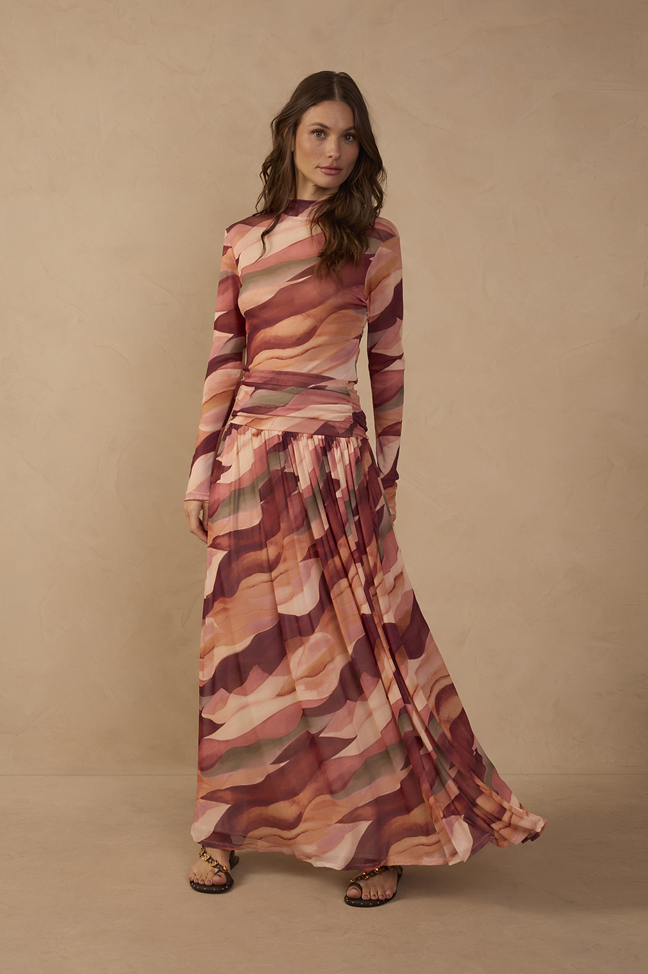 Dress To Dunes Mesh Maxi Skirt in Dunes Print, view 1