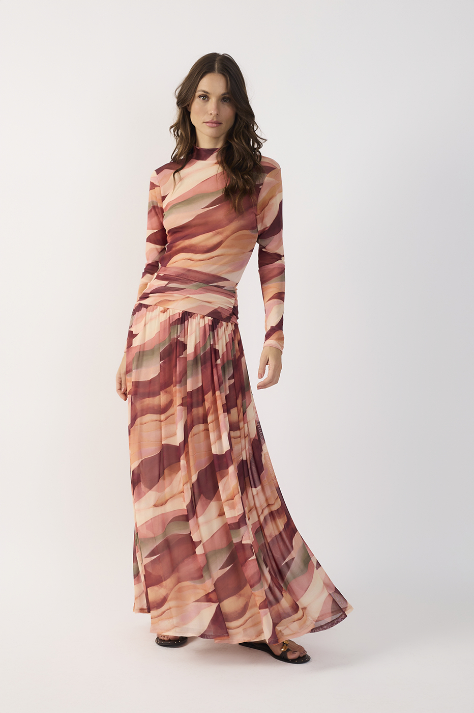 Dress To Dunes Mesh Maxi Skirt in Dunes Print, view 2
