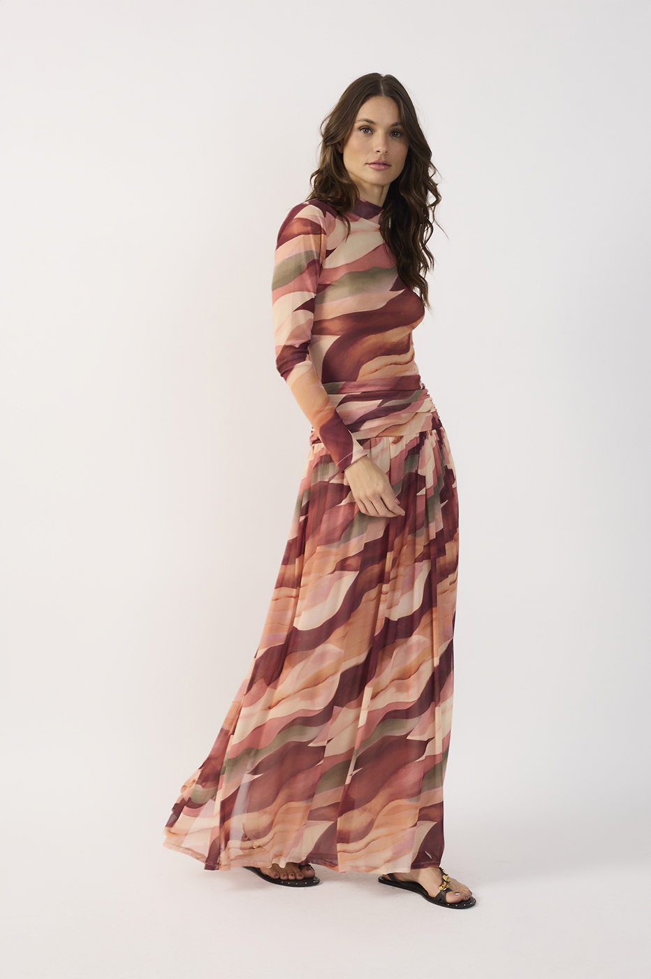Dress To Dunes Mesh Maxi Skirt in Dunes Print, view 3