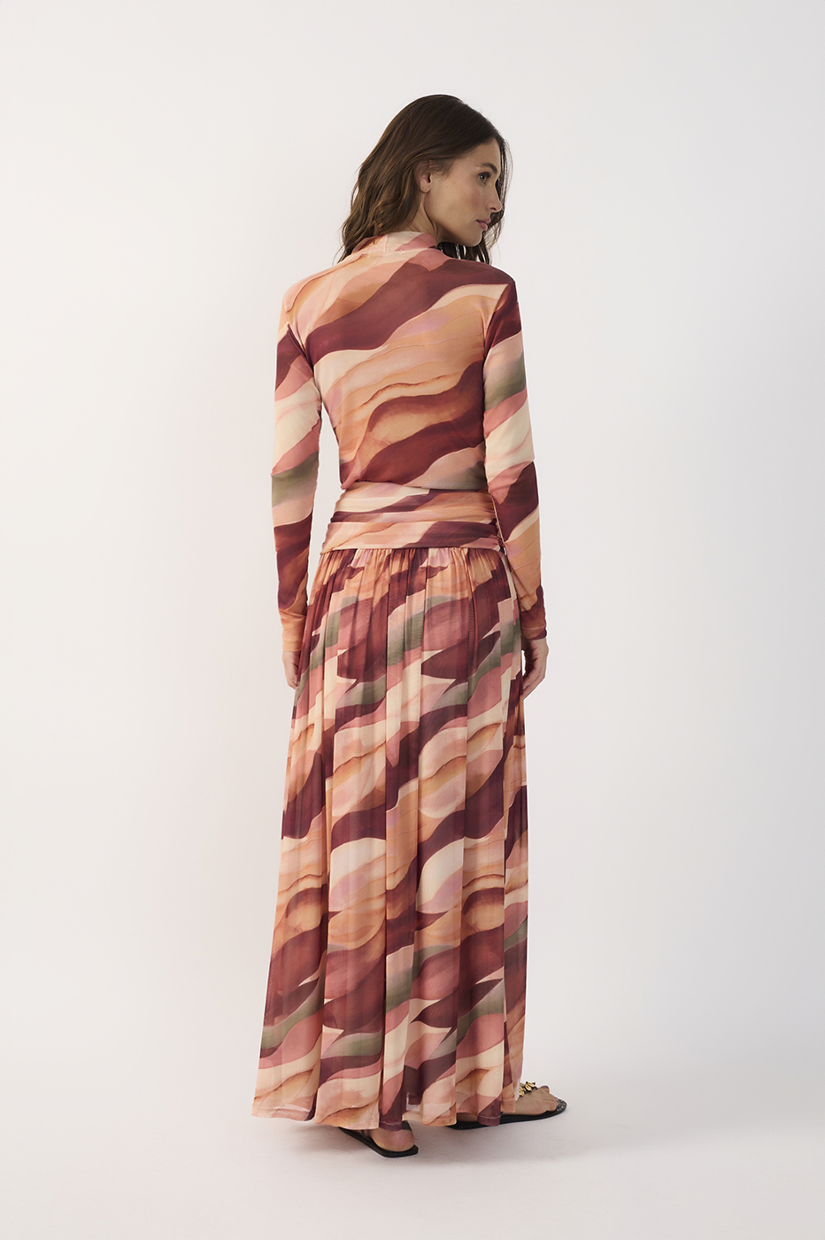 Dress To Dunes Mesh Maxi Skirt in Dunes Print, view 6