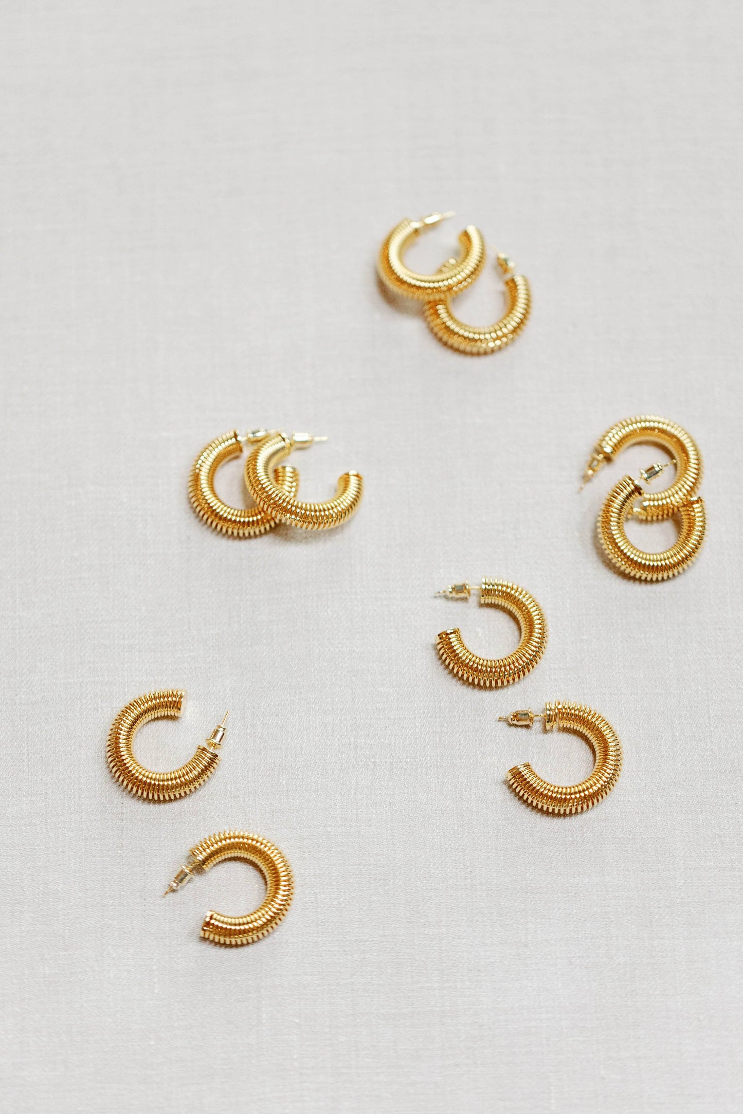 Gold Coil Minimalist Statement Hoop Earrings