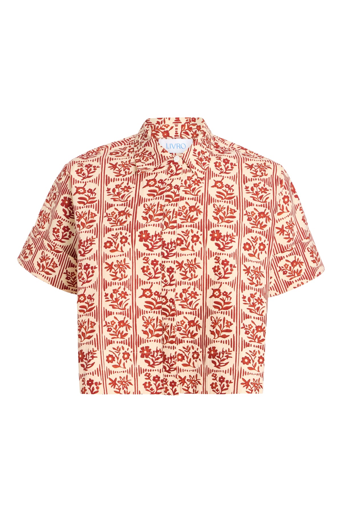 Livro Club Shirt in Brick Bloom, front studio view.