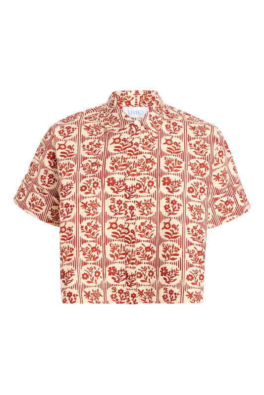 Livro Club Shirt in Brick Bloom, front studio view.