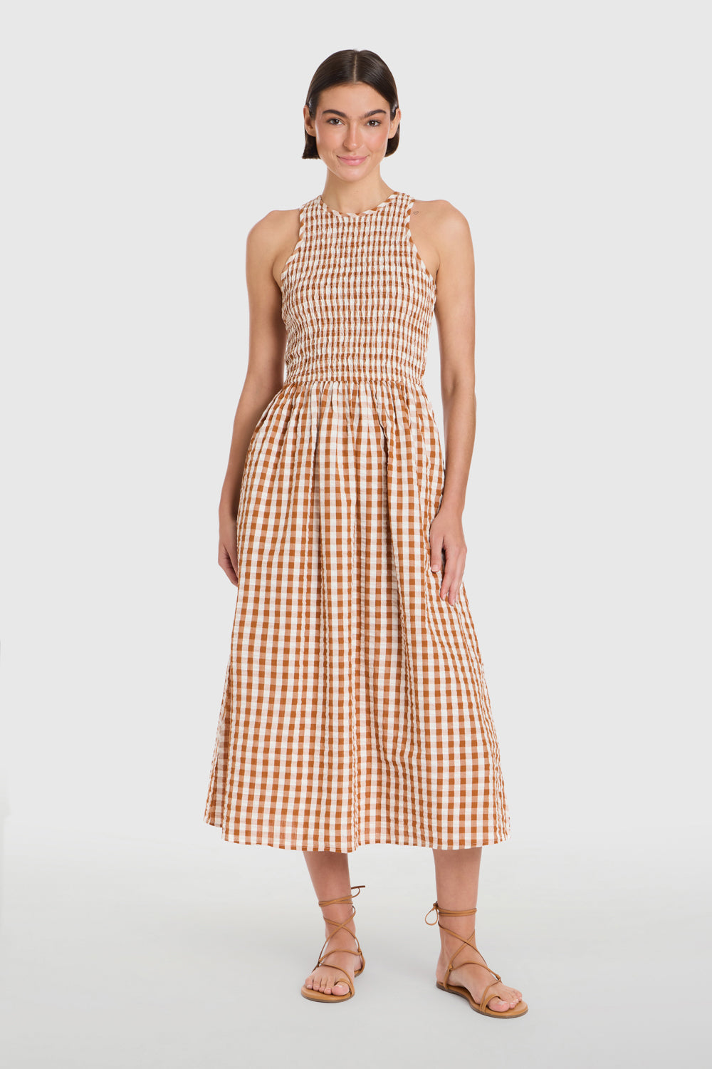Livro Stroll Dress in Field Check, front view.