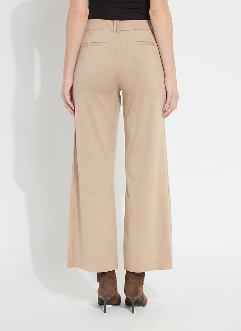 Lyssé Vionette Vegan Suede Wide Leg Trouser (28" Inseam) in Salted Caramel, view 2
