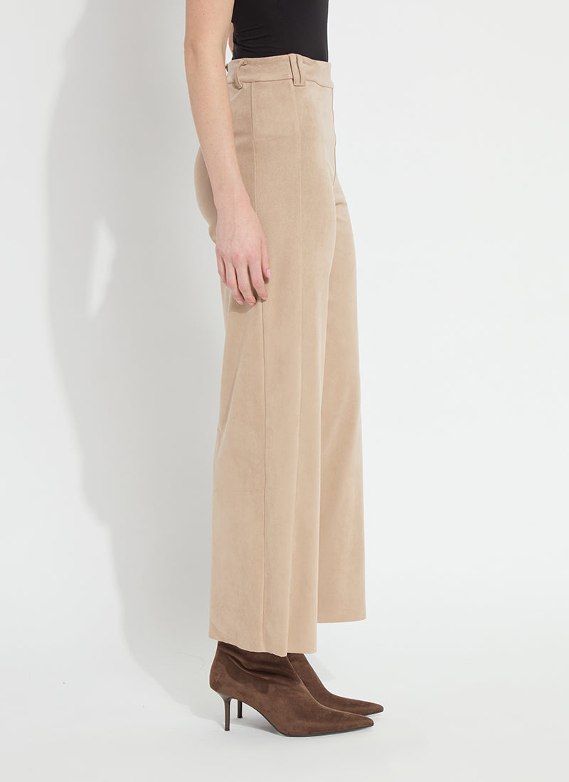 Lyssé Vionette Vegan Suede Wide Leg Trouser (28" Inseam) in Salted Caramel, view 3