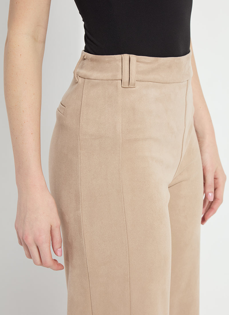 Lyssé Vionette Vegan Suede Wide Leg Trouser (28" Inseam) in Salted Caramel, view 4